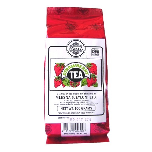 Čaje Mlesna Zelený sypaný čaj - ochucený jahodovým extraktem 100g MLESNA (Ceylon) Ltd. pravý čaj z Cejlonu