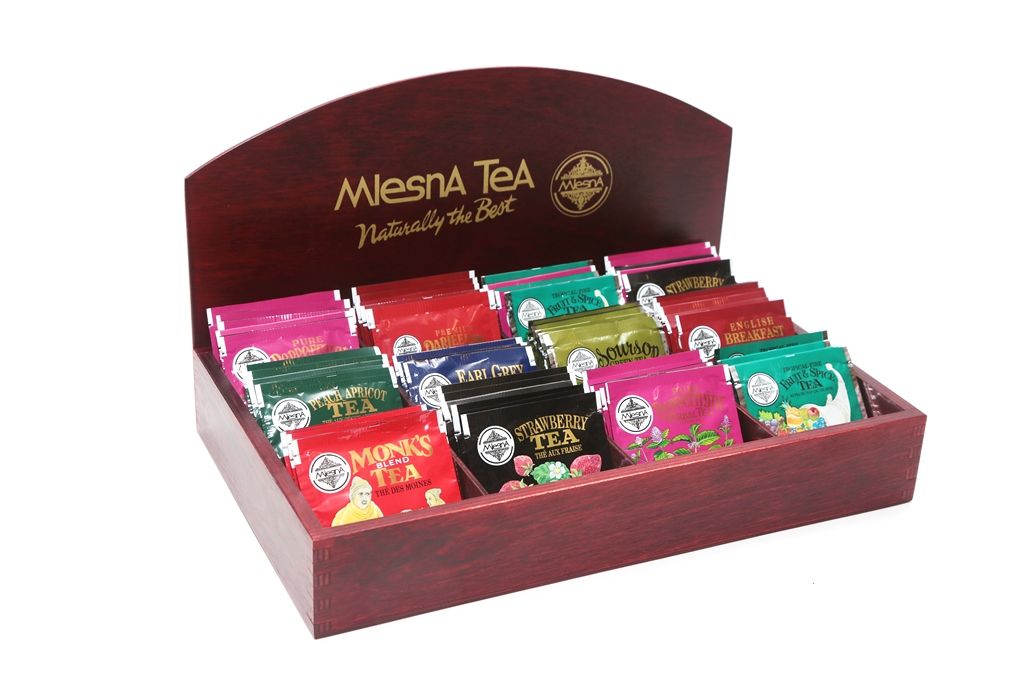 Čaje Mlesna Prezentační kazeta na 12 druhů čajů Mlesna MLESNA (Ceylon) Ltd. pravý čaj z Cejlonu