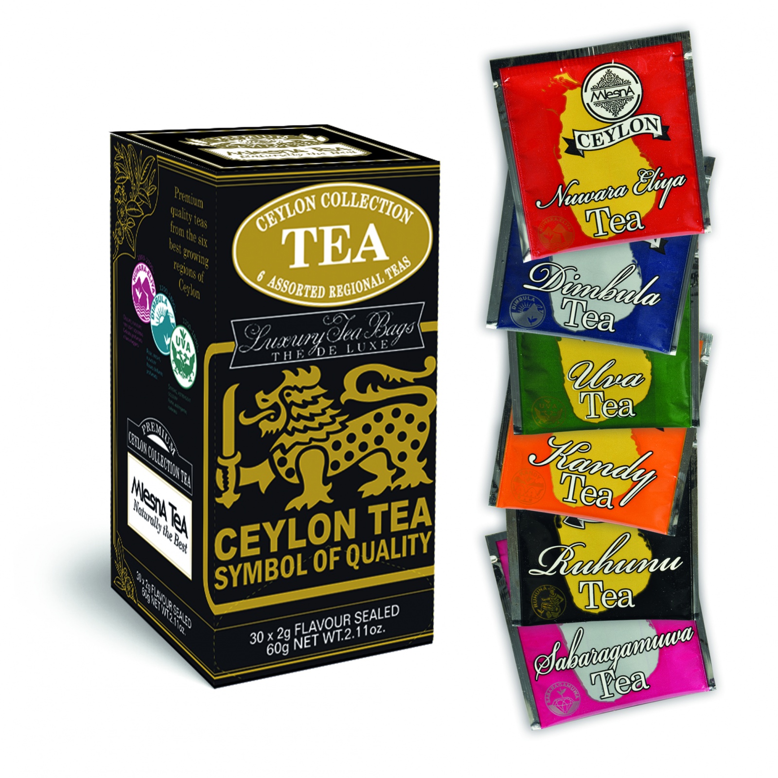 Čaje Mlesna Sáčková kolekce významných čajových oblastí 30x2g MLESNA (Ceylon) Ltd. pravý čaj z Cejlonu