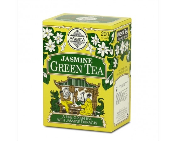 Čaje Mlesna Zelený čaj sypaný ochucený přírodním extraktem z jasmínu 200g MLESNA (Ceylon) Ltd. pravý čaj z Cejlonu