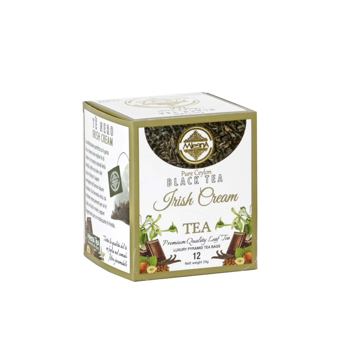 Čaje Mlesna IRISH CREAM - černý čaj - pyramida 12 ks Mlesna pravý čaj z Cejlonu