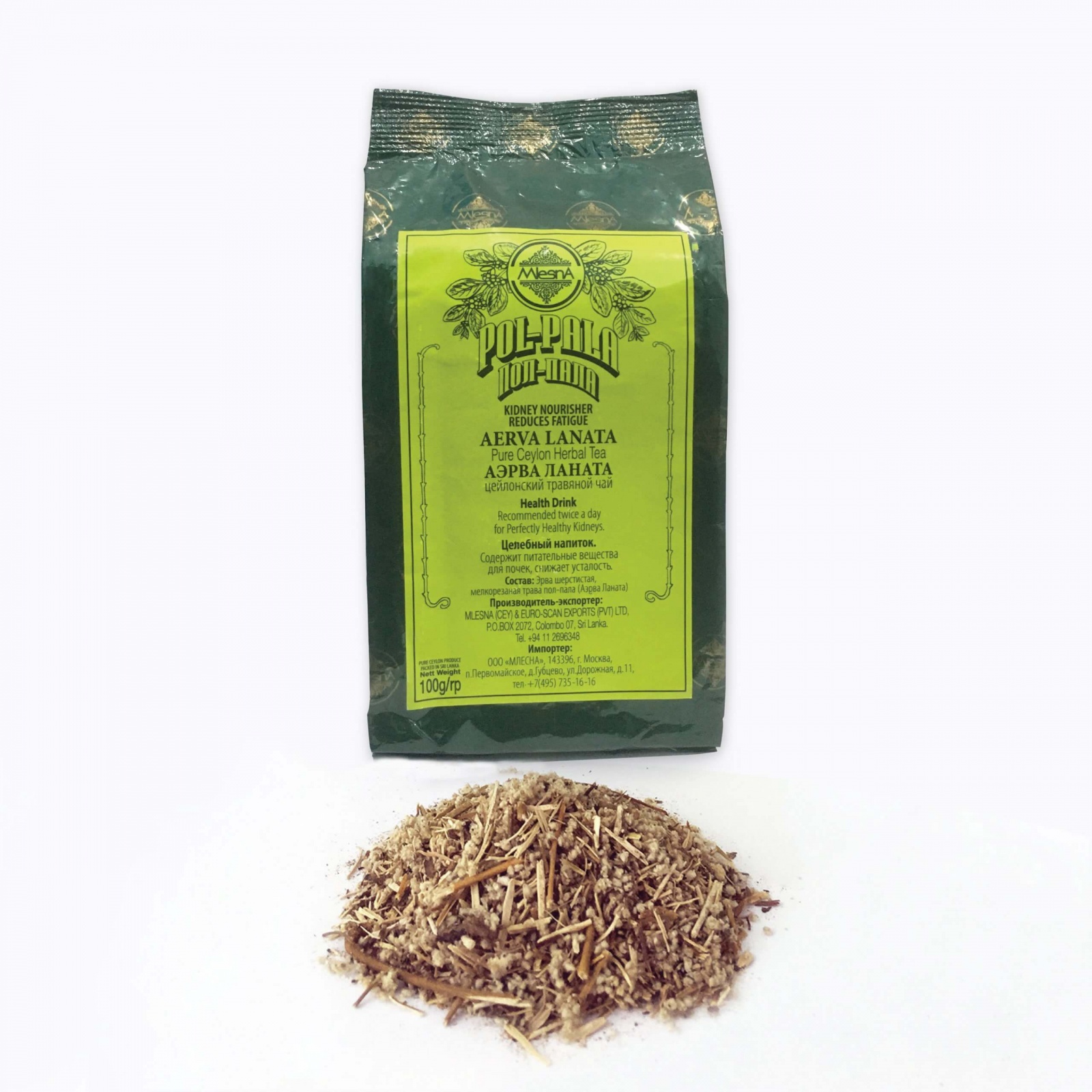 Čaje Mlesna POLPALA - bylinný čaj - laminát - 100g MLESNA (Ceylon) Ltd. pravý čaj z Cejlonu